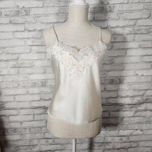 Sara Beth Vintage Satin Floral Lace Camisole Top